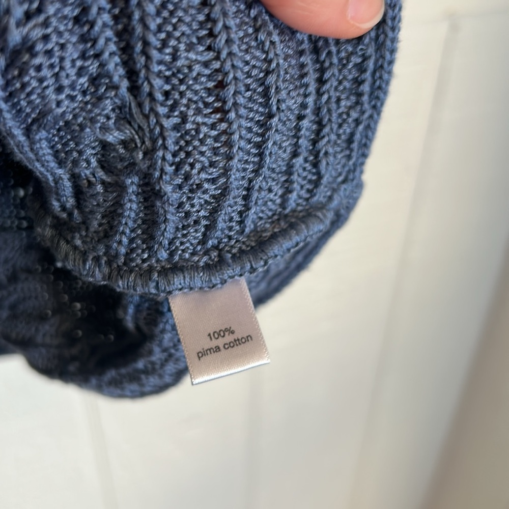 Peruvian Connection Blue Knit Pima Cotton Sweater size Small, like new - Picture 4 of 8
